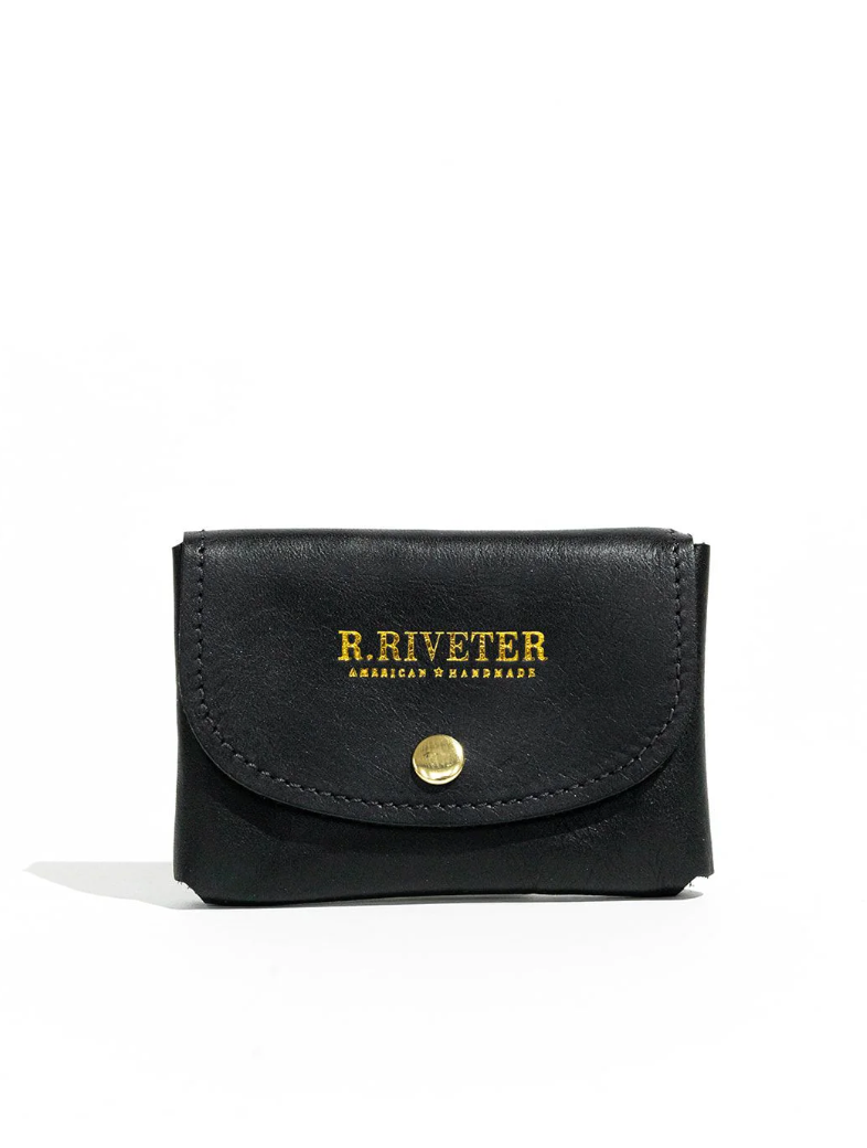 R. RIVETER Ida Mini Signature Envelope Card Holder - black leather