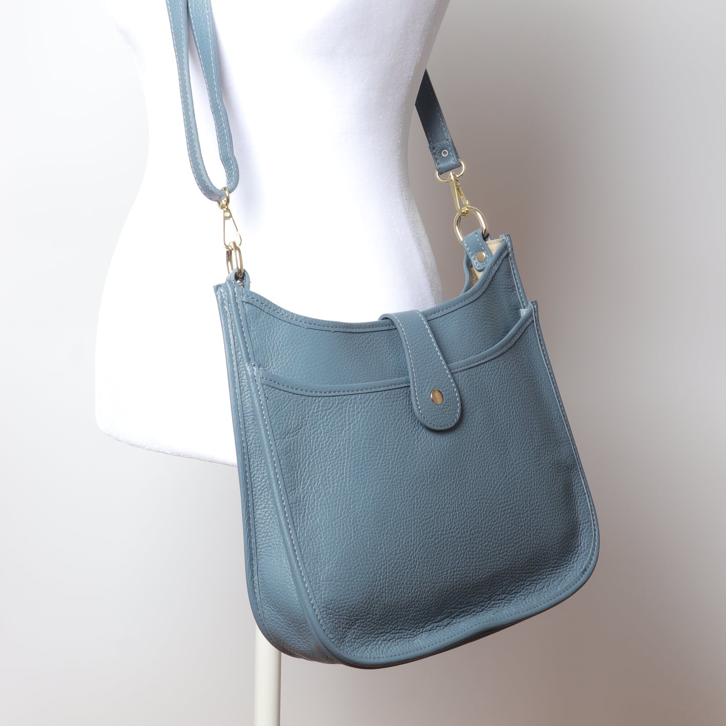 Saddle Leather Bag - stone blue