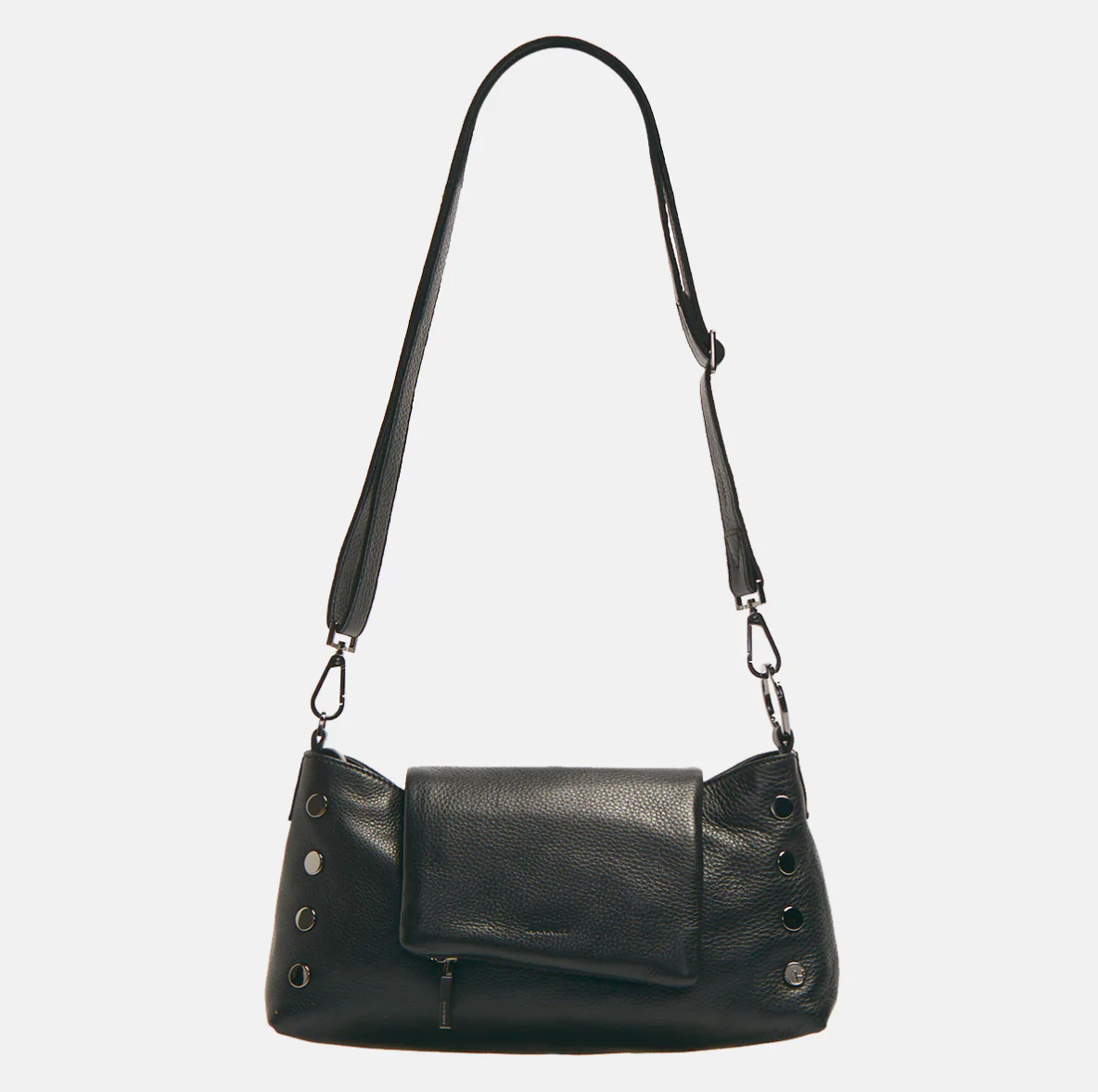 HAMMITT VIP Satchel Leather Shoulder Bag - black/gunmetal