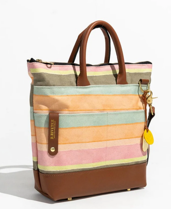 R. RIVETER Otto Sunset Stripe Printed Canvas + Tan Leather