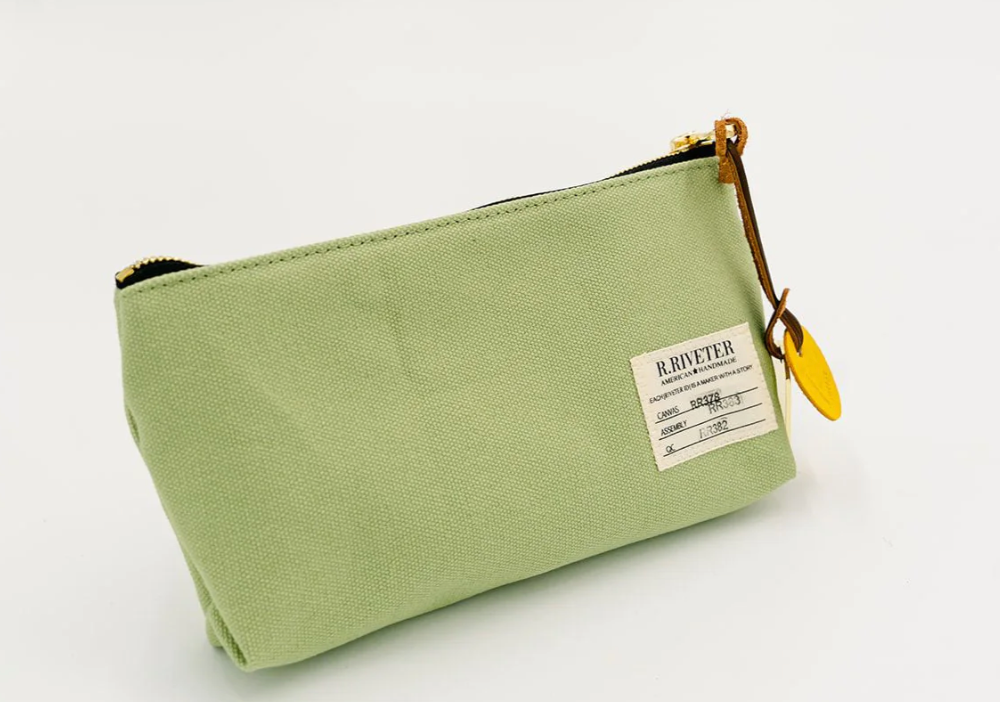Load image into Gallery viewer, R. RIVETER Lucy Canvas Zipper Pouch - liberty green
