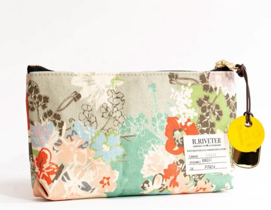 Load image into Gallery viewer, R. RIVETER Lucy Canvas Zipper Pouch - garden bouquet
