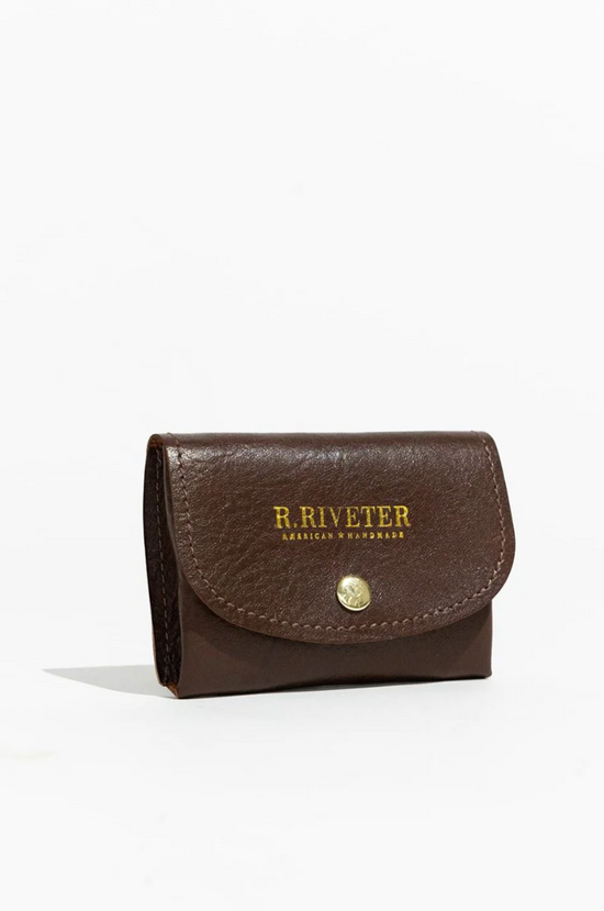 R. RIVETER Ida Mini Signature Envelope Card Holder - brown leather