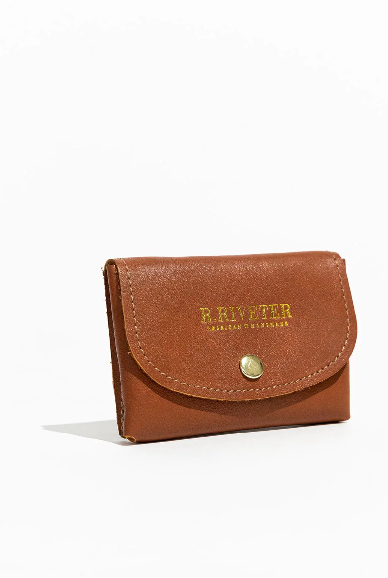 R. RIVETER Ida Mini Envelope Card Holder - tan leather