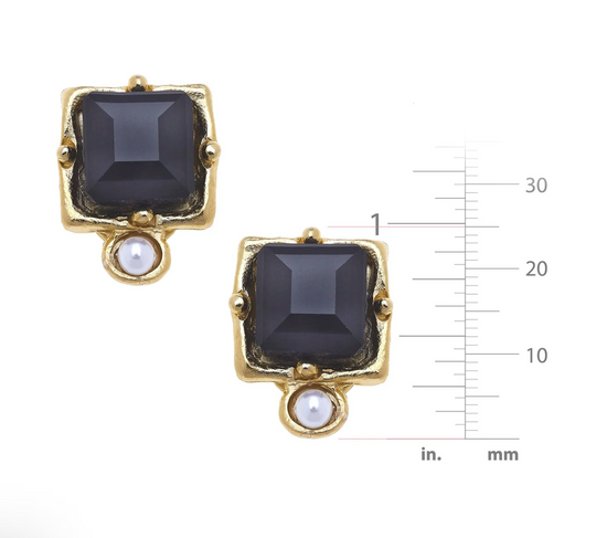 Load image into Gallery viewer, SUSAN SHAW London Studs CLIP Earrings - black
