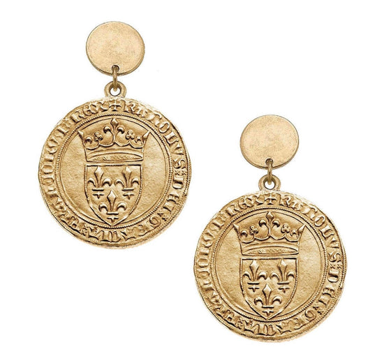 Load image into Gallery viewer, GASPARILLA COIN EARRINGS - gold
