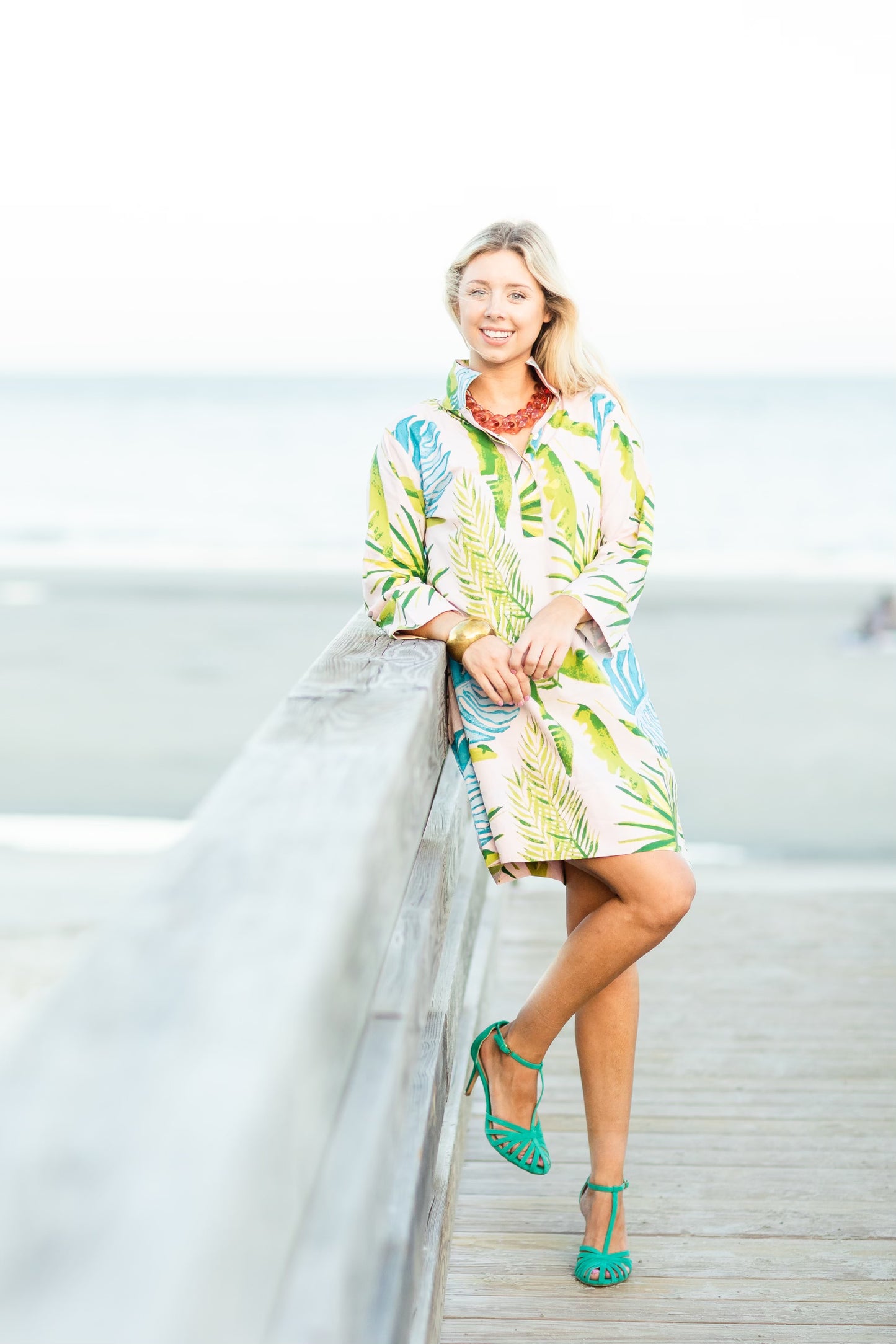HOLLY SHAE Arden Shift Dress Palm Print - pink Glynis' Closet HOLLY SHAE Arden Shift Dress Palm Print - pink Glynis' Closet