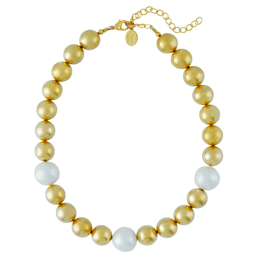 SUSAN SHAW Cotton Pearl Necklace - gold