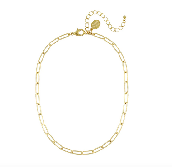 SUSAN SHAW Medium Paperclip Necklace - gold